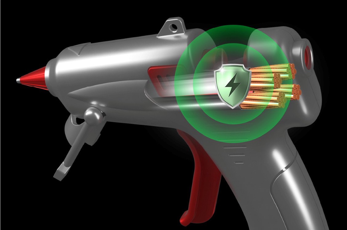 silver mini hot melt glue gun