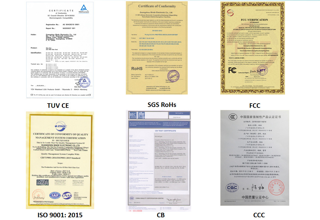 Certificates of the hot glue gun