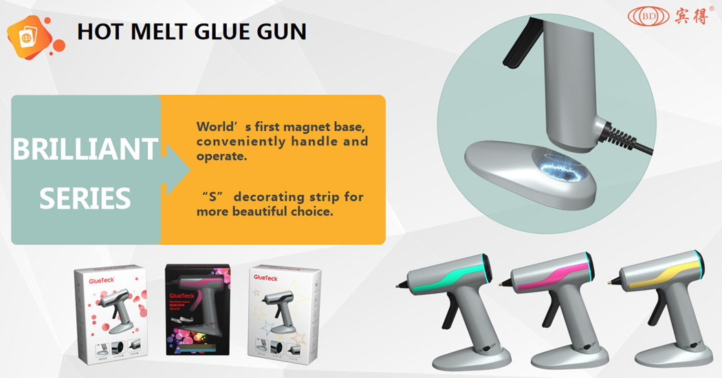 Packing of hot melt glue gun